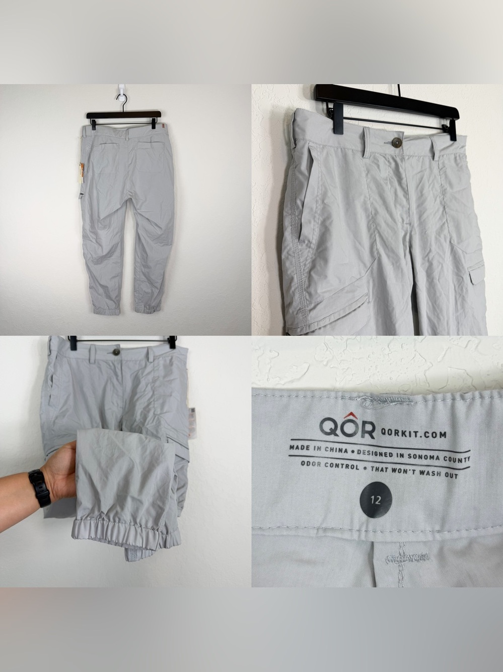 •QOR• Womens Ligh Grey Hiking Pants Size 12